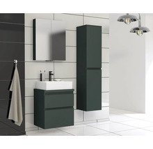 Baie modernă cu dulap sub chiuvetă, dulap cu oglindă și dulap înalt pentru un decor elegant