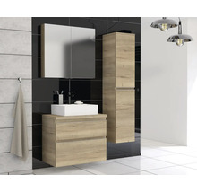 Set modern de baie cu dulap de lavoar, dulap cu oglindă și dulap înalt
