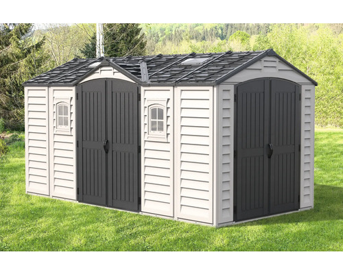 Magazie de grădină din plastic cu uși duble și ferestre