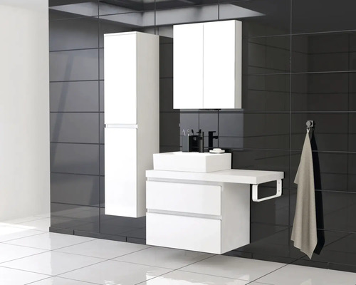 Set modern de baie cu lavoar, dulap de bază, dulap cu oglindă și dulap înalt