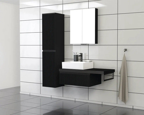 Set de baie cu dulap inferior pentru lavoar, lavoar, dulap cu oglindă și dulap înalt