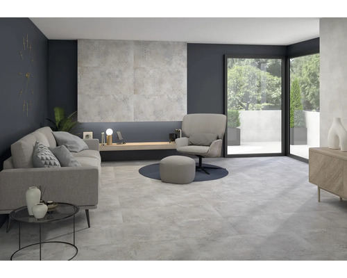 Living luminos cu canapea, fotoliu și plăci asortate