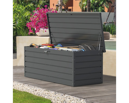 Ladă depozitare grădină DuraMax Palladium metal 166x86x76 cm 585 l antracit Cutie de grădină metalică deschisă cu unelte de grădinărit în aer liber