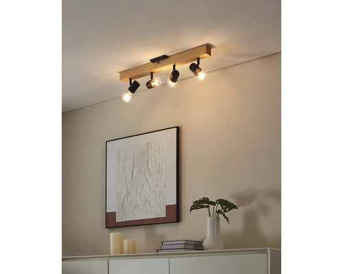 Șină spoturi Townshend E27 max. 4x60W, lemn/negru