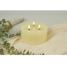 Lumânare decorativă cu trei flăcări LED pe material textil