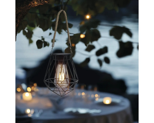 Lumină solară decorativă cu suspensie de frânghie pentru exterior