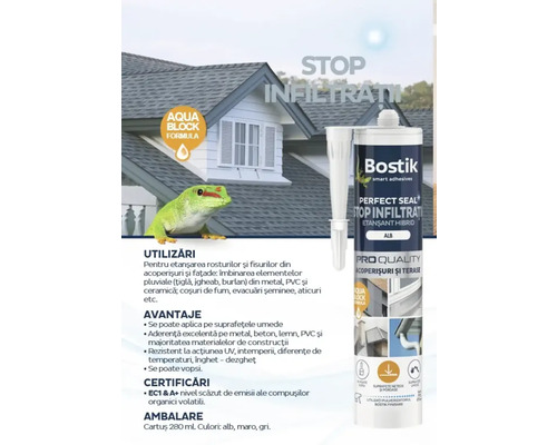 Cartuș etanșant Bostik pentru etanșarea acoperișurilor și fațadelor
