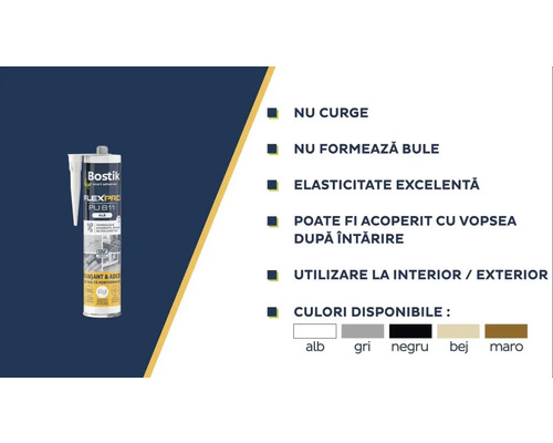 Etanșant Bostik Flexpro PU 811, caracteristici și culori disponibile