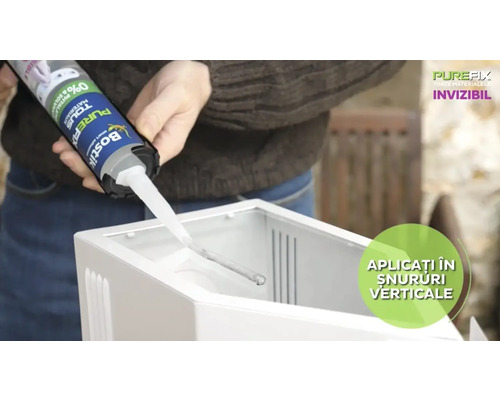 Utilizatorul aplică adeziv dintr-un cartuș pe o piesă de lucru