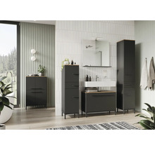 Baie modernă cu lavoar, dulap cu oglindă și mobilier de baie în antracit