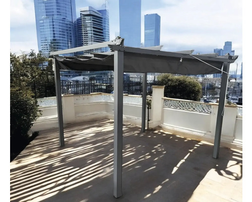 Pergolă cu acoperiș din material textil pentru exterior