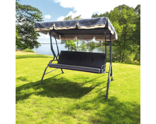 Balansoar de grădină cu acoperiș și perne de șezut pe gazon