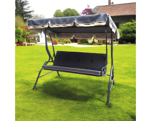 Balansoar de grădină cu baldachin și perne de șezut pe gazon