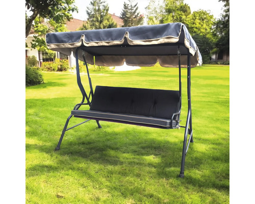 Balansoar de grădină cu șezut căptușit și acoperiș de protecție solară în grădină