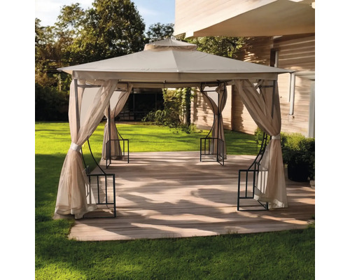Pavilion grădină 3x3x2,6 m poliester bej | HORNBACH