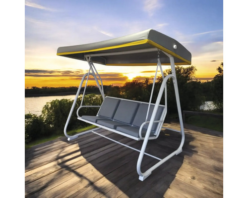 Balansoar de grădină cu acoperiș și perne de șezut pentru trei persoane