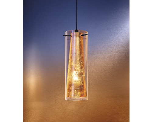 Lumină suspendată cu cilindru transparent și iluminare interioară