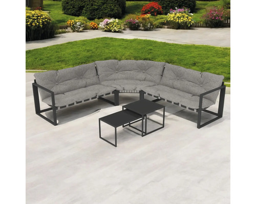 Set de mobilier de grădină cu canapea de colț și două mese în grădină