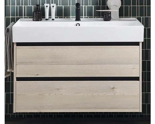 Dulap inferior de lavoar cu două sertare și lavoar aplicat