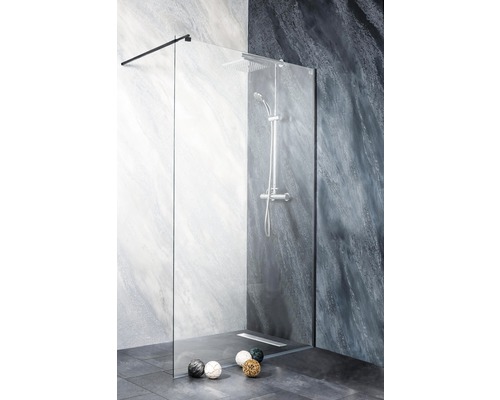 Duș Walk In Sanotechnik Black Freedom II BP400, 140x195 cm, sticlă securizată transparentă, profil negru Duș Walk In Sanotechnik Black Freedom II BP400, 140x195 cm, sticlă securizată transparentă, profil negru