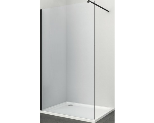 Cabină de duș cu cadru negru și cadă de duș