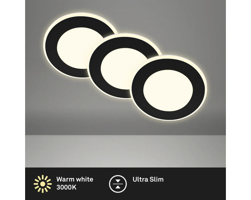 Trei plafoniere rotunde cu LED, cu lumină albă caldă și design ultra-subțire