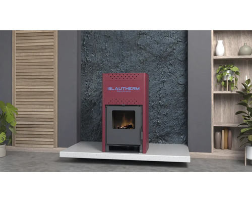 Fotografie de interior a unui cuptor Blautherm pe un soclu alb