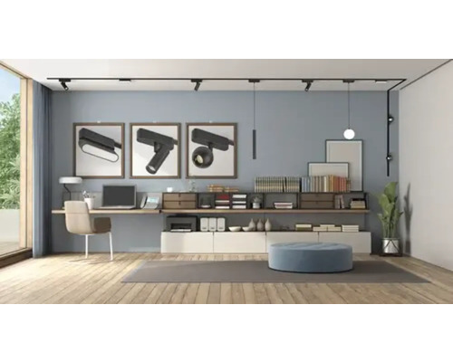 Birou luminos cu sistem de șine, birou și mobilier de birou