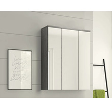 Scenă de baie cu dulap cu oglindă, decorațiuni și suport pentru prosoape