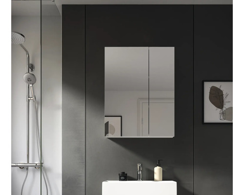 Baie cu dulap cu oglindă, chiuvetă și duș