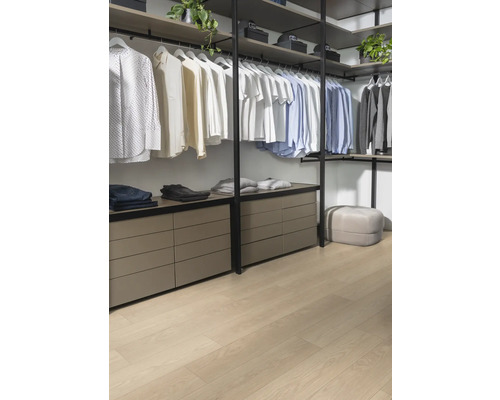 Dressing cu rafturi, bare de haine și sertare