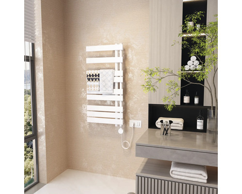 Radiator / Calorifer portprosop Rotheigner SQUARE, racord dreapta, 1000x500 mm, 450 W, alb Baie cu calorifer și prosoape pe perete