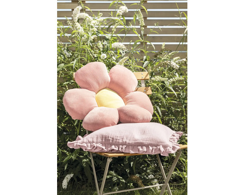 Scaun de grădină cu pernă decorativă în formă de floare și pernă decorativă