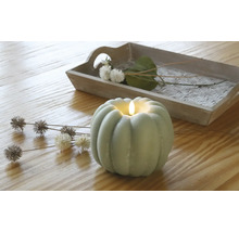 Lumânare decorativă cu LED în formă de dovleac cu tavă și decorațiuni florale