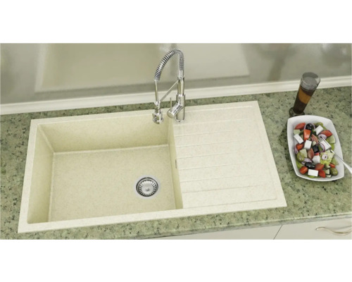 Chiuvetă de piatră cu picurător și baterie