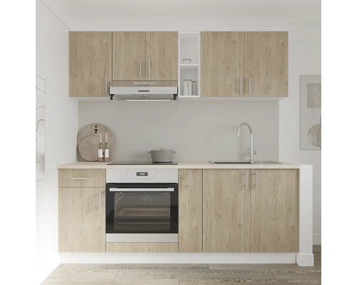 Bloc de bucătărie cu dulapuri superioare și inferioare în stil modern