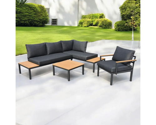 Set mobilier de grădină cu canapea de colț, fotoliu și masă pentru exterior