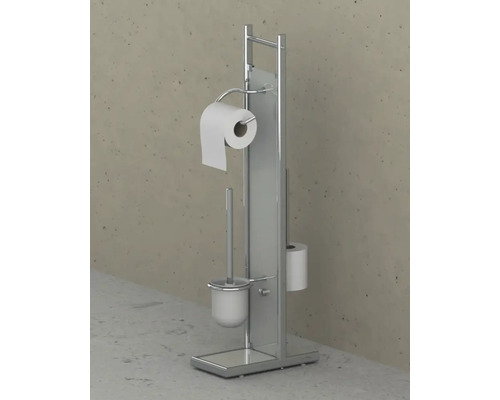 Suport de hârtie igienică independent cu perie și suport pentru rolă de hârtie.