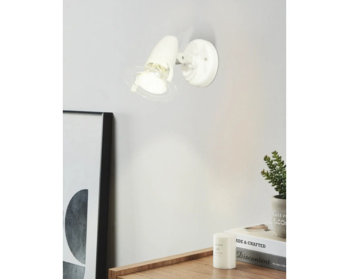 Lumină de perete albă cu spot reglabil montată pe perete