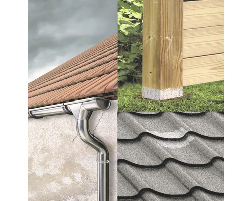 Vizualizare multiplă a jgheabului, stâlpilor de gard și a țiglelor pentru exterior