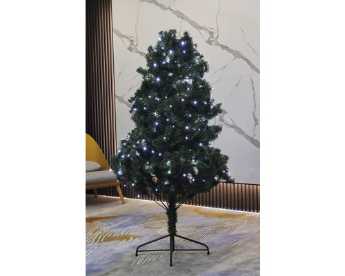 Brad artificial de Crăciun decorat cu iluminare în interior