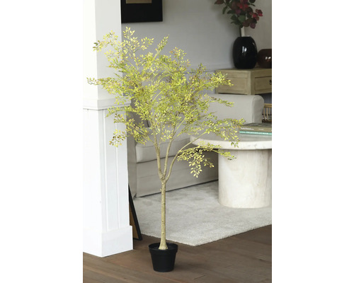 Copac artificial decorativ în ghiveci pentru interior.