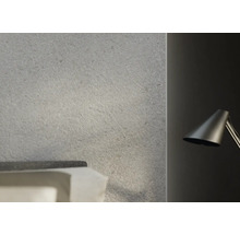 Prim-plan al unei plăci de perete gri cu o textură subtilă.