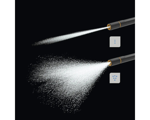 Prezentarea diferitelor funcții de pulverizare ale unui duș de grădină.