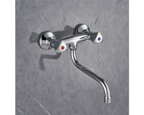 Baterie de perete cu mânere triunghiulare pentru apă rece și caldă