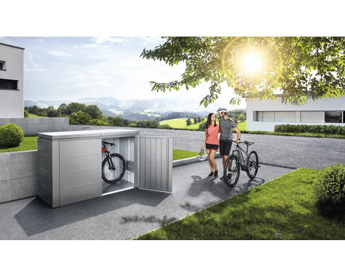 Cutie metalică pentru biciclete cu biciclete și cuplu afară