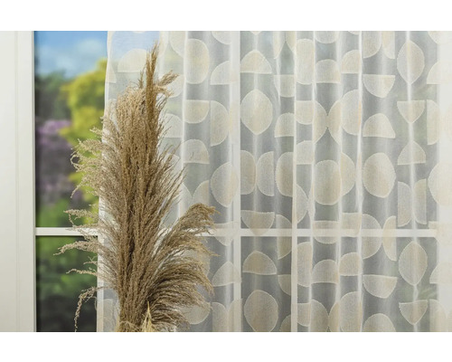 Fereastră decorativă cu perdea cu model geometric și iarbă ornamentală