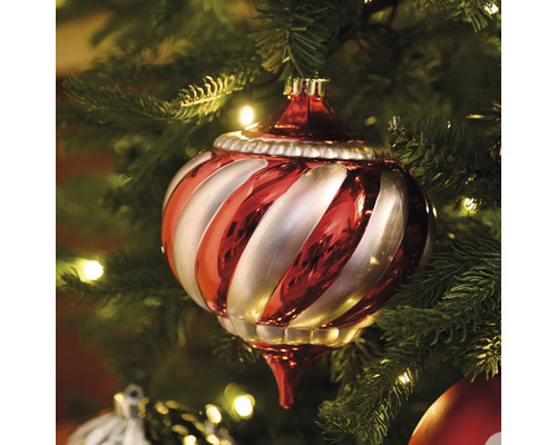 Glob de brad cu model în dungi în bradul de Crăciun