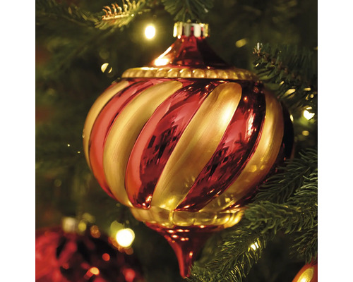 Glob de brad cu model în dungi în bradul de Crăciun