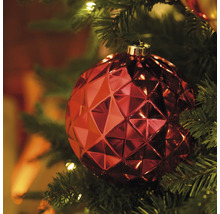 Glob de Crăciun roșu cu model geometric în bradul de Crăciun
